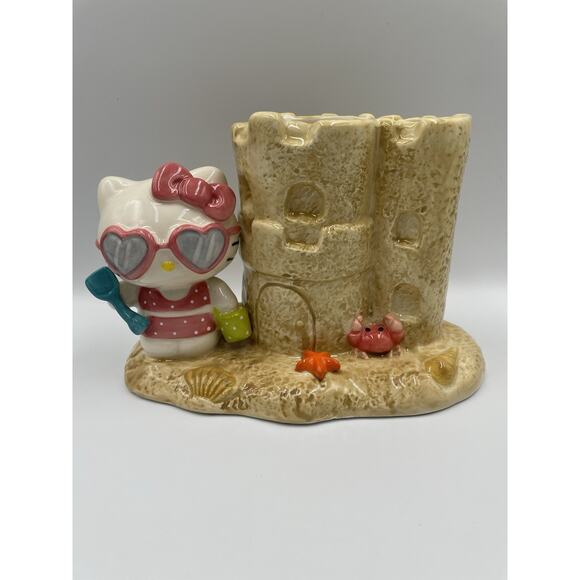 Hello Kitty Sand Castle Planter Blue Sky Clayworks Brush/Pen Holder NEW - Picture 1 of 8